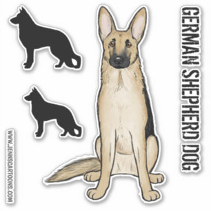 Adesivo Canina de German shepherd leve e Silhuettes
