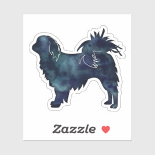 Adesivo Canino Japonês Cachorro Negro Silhouter Aquarela