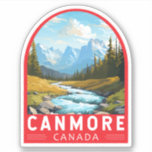 Adesivo Canmore Canada Viagem Art Vintage<br><div class="desc">Canmore retro vetor viagem design. Canmore é uma cidade nas Montanhas Rochosas de Alberta,  a oeste de Calgary. É conhecido por cimeiras ruins como as Três Irmãs e o Pico Ha Ling.</div>