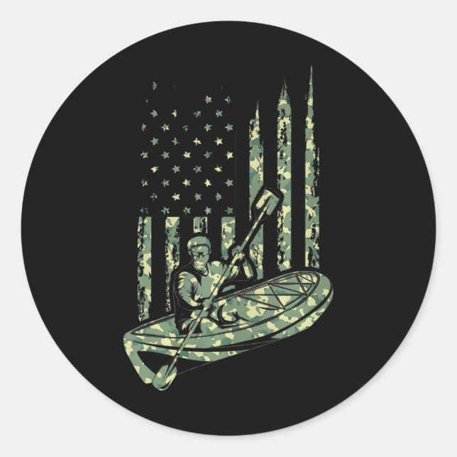 Adesivo Canoé Kayaker Camouflage EUA Bandeira do Esporte E (Frente)