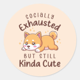 Adesivo Cansado Socialmente Mas Ainda Fofo - Shiba Inu