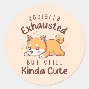 Adesivo Cansado Socialmente Mas Ainda Fofo - Shiba Inu