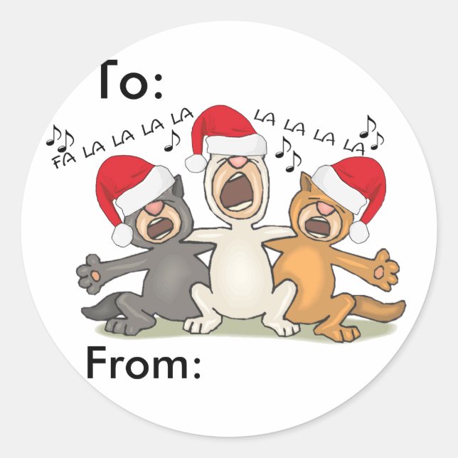 Adesivo Cantando Gatos De Natal (Frente)