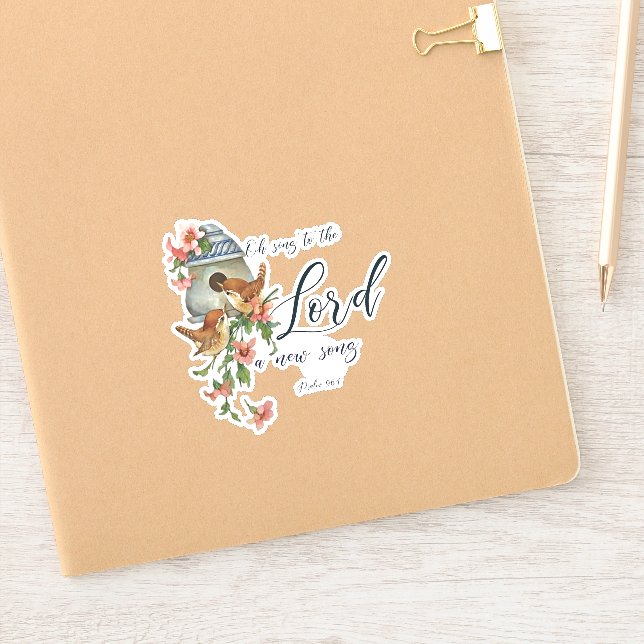 Adesivo Cantem ao Senhor, pássaros e casa (Notebook)