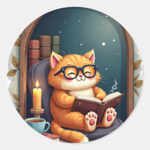 Adesivo Canto de Leitura de Gatos da Dark Academia Livros