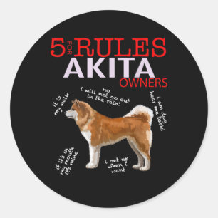 Adesivo Cão Akita  5 Regras Akita Dog Owner