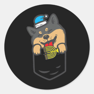 Adesivo Cão Akita Pocket Black Shiba Inu Menorah Akita