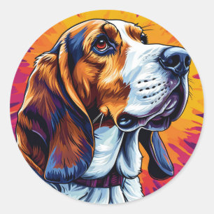 Adesivo Cão Basset Hound com Fundo Colorido