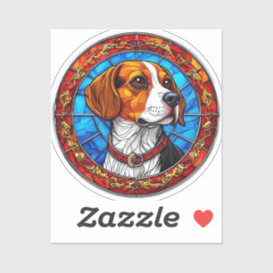 Adesivo Cão-Beagle na Arte Vibrante de Vidro