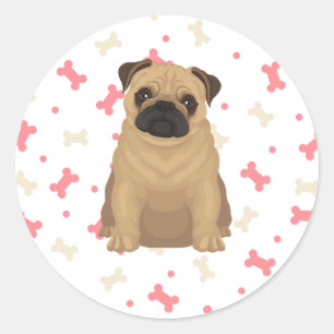 Adesivo cão bonito com travesseiro decorativo de ossos