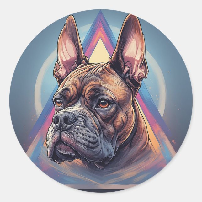 Adesivo Cão Boxer com Fundo Geométrico (Frente)
