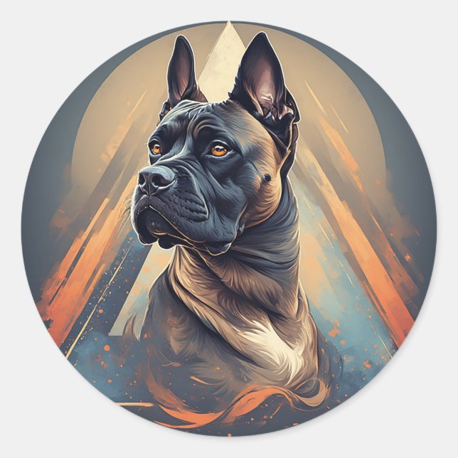 Adesivo Cão Boxer com Fundo Geométrico (Frente)