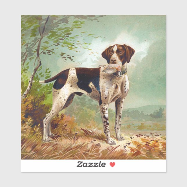 Adesivo Cão caçador com pássaro na boca (Folha)