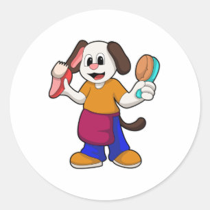 Adesivo Cão como cabeleireiro com Razor