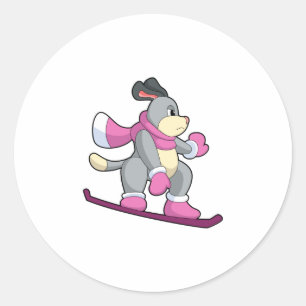 Adesivo Cão como Snowboarder com Sonowboard