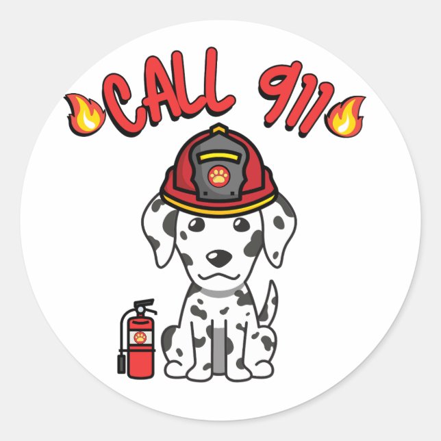 Adesivo Cão Dalmaciano engraçado é bombeiro (Frente)