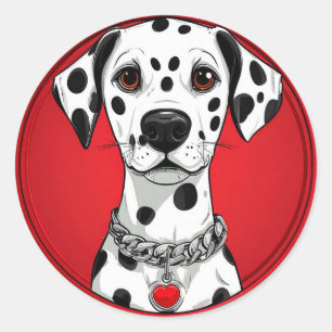 Adesivo Cão Dálmata com Coleira de Coração Vermelho