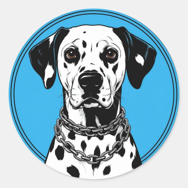 Adesivo Cão Dálmata com Coleira de Corrente (Frente)