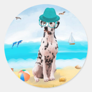 Adesivo Cão Dalmata na Praia