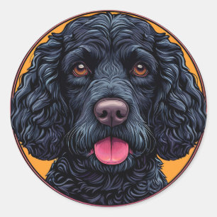 Adesivo Cão de Água Americano Arte Rústica de Cachorro