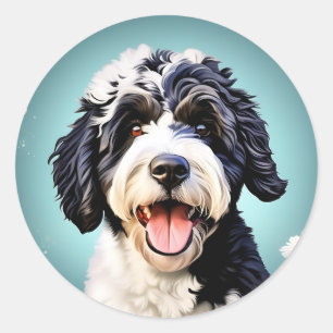 Adesivo Cão de Água Português com Flores
