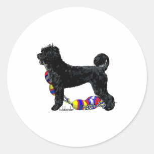 Adesivo Cão de Água Português em Pé com Linha de Flutuação