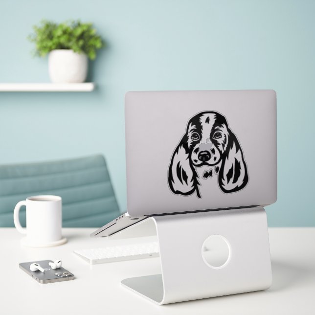 Adesivo Cão de Caça-Cama (Laptop na mesa)