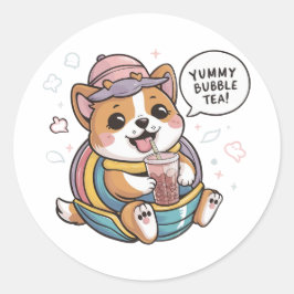Adesivo Cão de Cartoon Adorável: Cozy, Kawaii Vibes