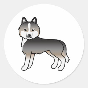 Adesivo Cão de Cartoon de Cinza de Lobo-Luz Siberiano Husk