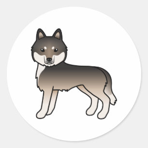 Adesivo Cão de Cartoon Gelado de Cinza de Lobo Escuro Sib