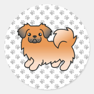 Adesivo Cão de Cartoon Vermelho Sable Tibetano Spaniel