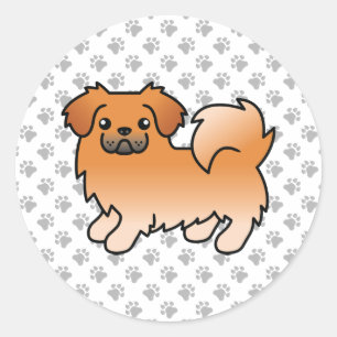 Adesivo Cão de Cartoon Vermelho Tibetano - espanhol espanh
