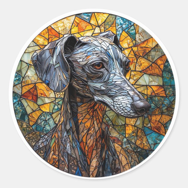 Adesivo Cão de Greyhound Italiano Arte de Vidro (Frente)