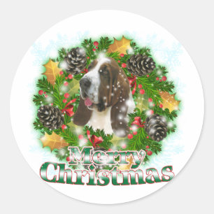 Adesivo Cão do Bassett do Feliz Natal