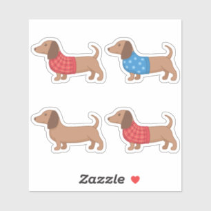 Adesivo Cão do Wiener do Dachshund em um grupo da camisol