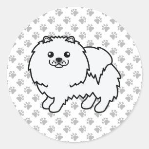 Adesivo Cão e patas brancas Pomeranianas