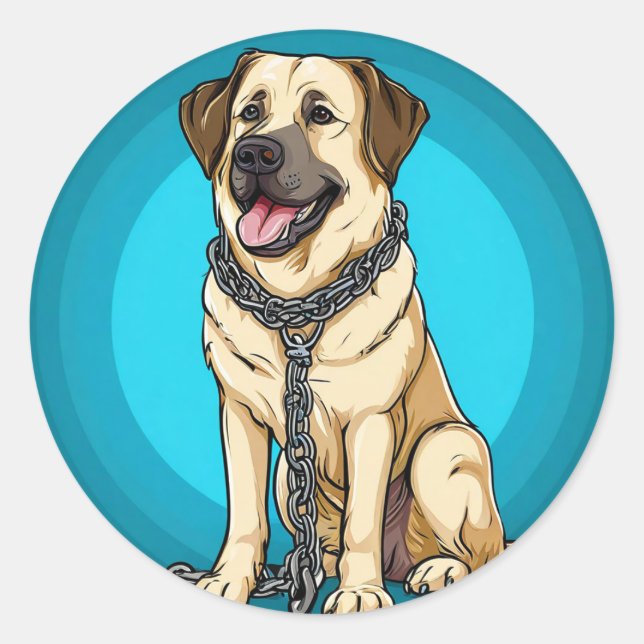 Adesivo Cão em um fundo azul (Frente)