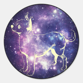 Adesivo Cão-estrela espacial Chihuahua, roxa e giro