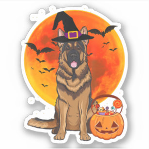 Adesivo Cão German shepherd de Halloween Jack Lanterna Pu