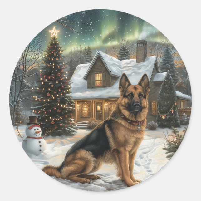 Adesivo Cão German shepherd de Natal (Frente)