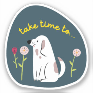 Adesivo Cão giro "leva tempo" ilustrado, cor-de-rosa marin