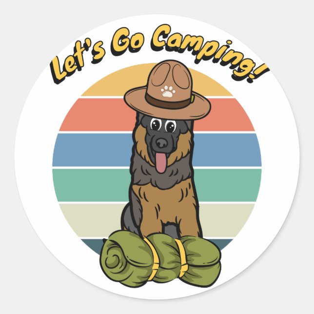 Adesivo Cão guarda engraçado quer ir acampar (Frente)