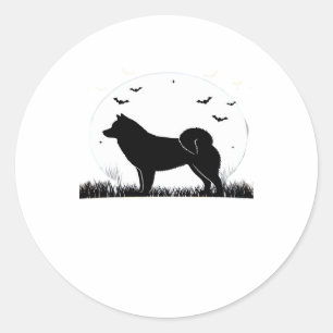 Adesivo Cão Hokkaido � Silhueta da Lua de Halloween T Clás