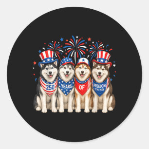 Adesivo Cão Husky 250 Anos Americano 1776 2026 4 de Julho
