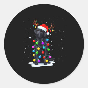 Adesivo Cão Labrador Lab Preto Luzes Divertidas de Natal R
