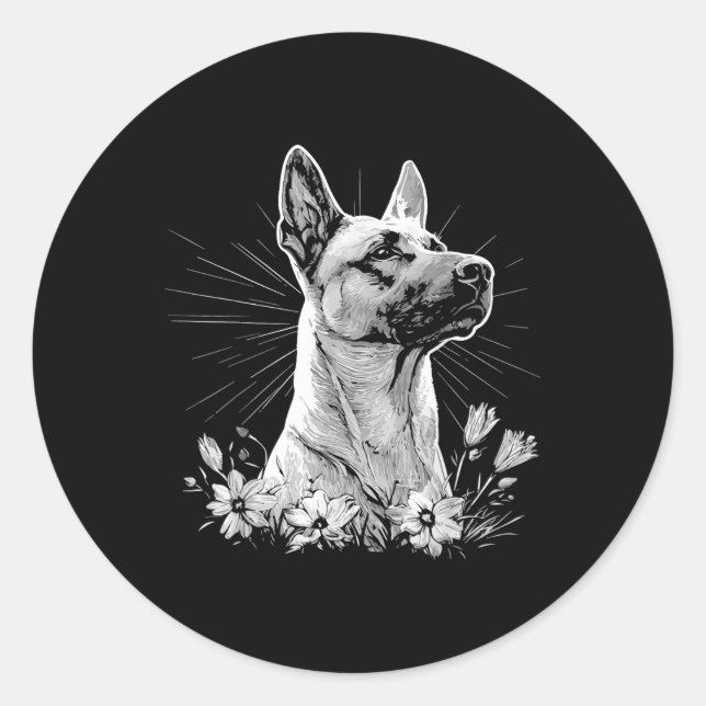 Adesivo Cão-Malinois-Lover-Estilo Retro Tatuagem (Frente)