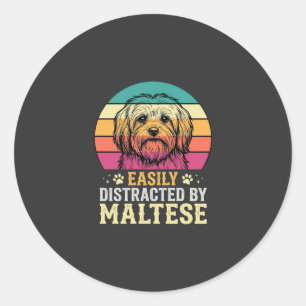 Adesivo Cão Maltês Retro Pôr do Sol Distraído