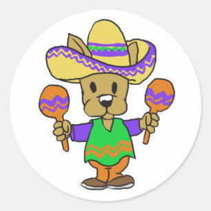 Adesivo Cão mexicano bonito com maracas escolher cor de