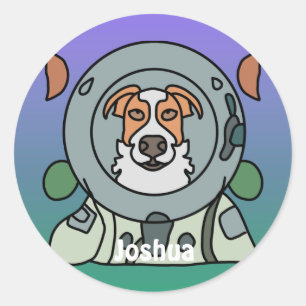 Adesivo Cão minimalista astronauta no espaço Engraçado e