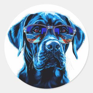 Adesivo Cão na moda com óculos de sol reflexivos